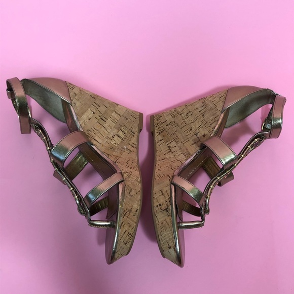DV Dolce Vita Thadie Gold sandal cork wedge 9 - Picture 4 of 8